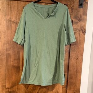 Cuddl Duds Flexwear Elbow Sleeve Split V-Neck Tunic